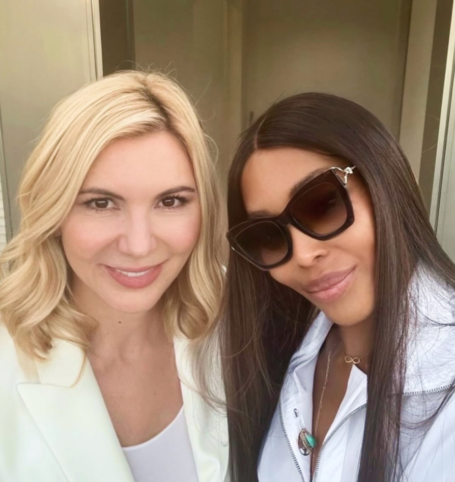 Dr. Radmila Lukian with Naomi Campbell, one of the frequent beauty clinic Dubai visitors